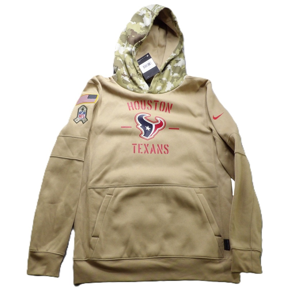 NWT Nike Houston Texans NFL Therma Hoodie Boys L 14/16 Camo Pullover Sweatshirt